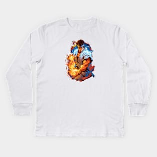 Ryu Street Fighter Design Kids Long Sleeve T-Shirt